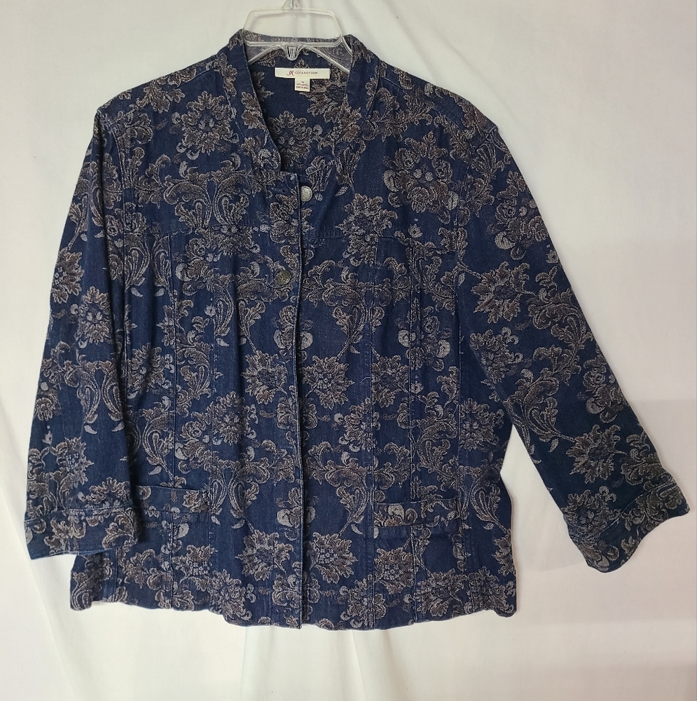 JM Collection Blue Floral Jacket